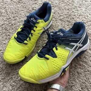 NWT Asics Gel Resolution E500Y Men’s Yellow Blue Size 14 Tennis Shoes